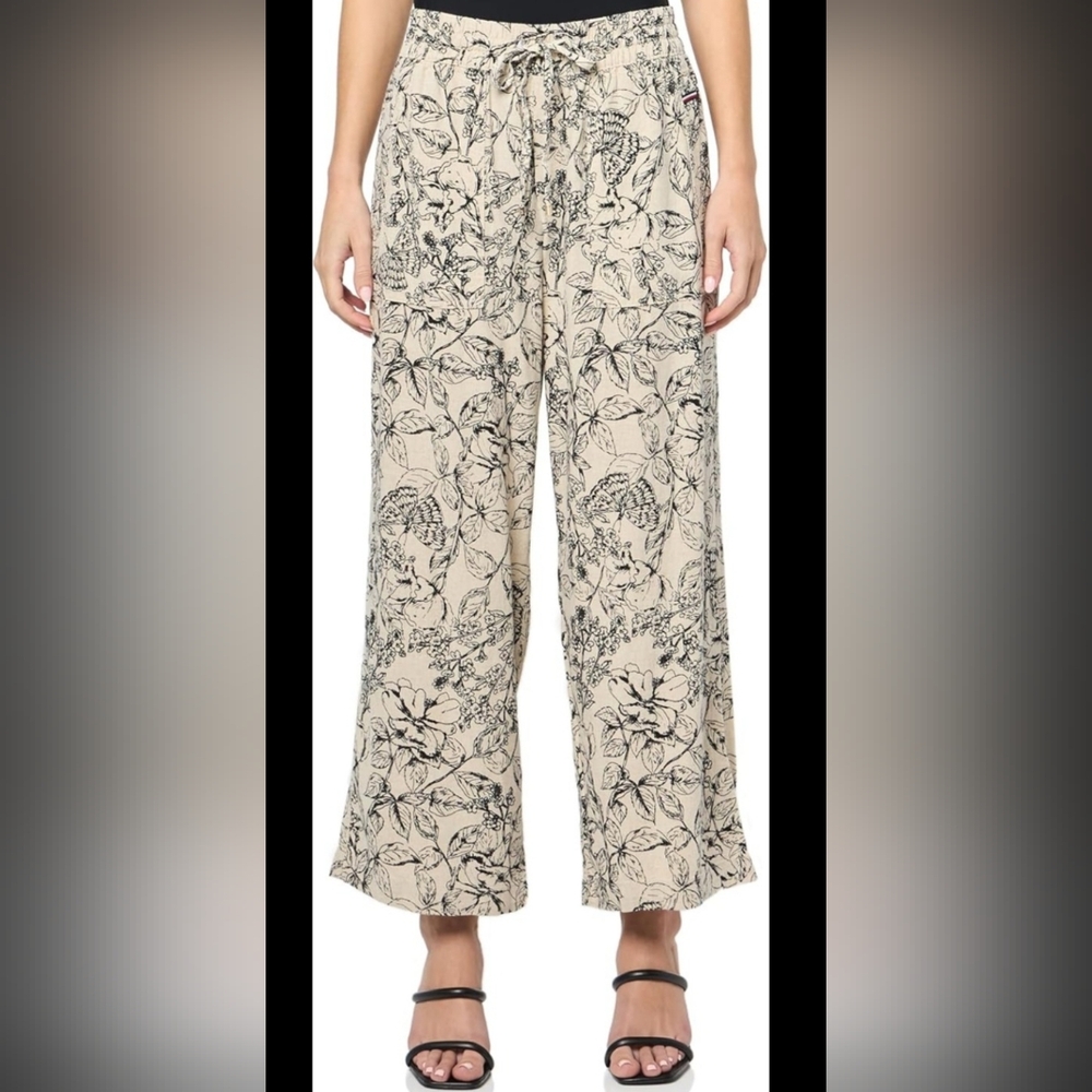 Tommy Hilfiger Women's XS Easy Drawstring Waist Linen Blend Pants